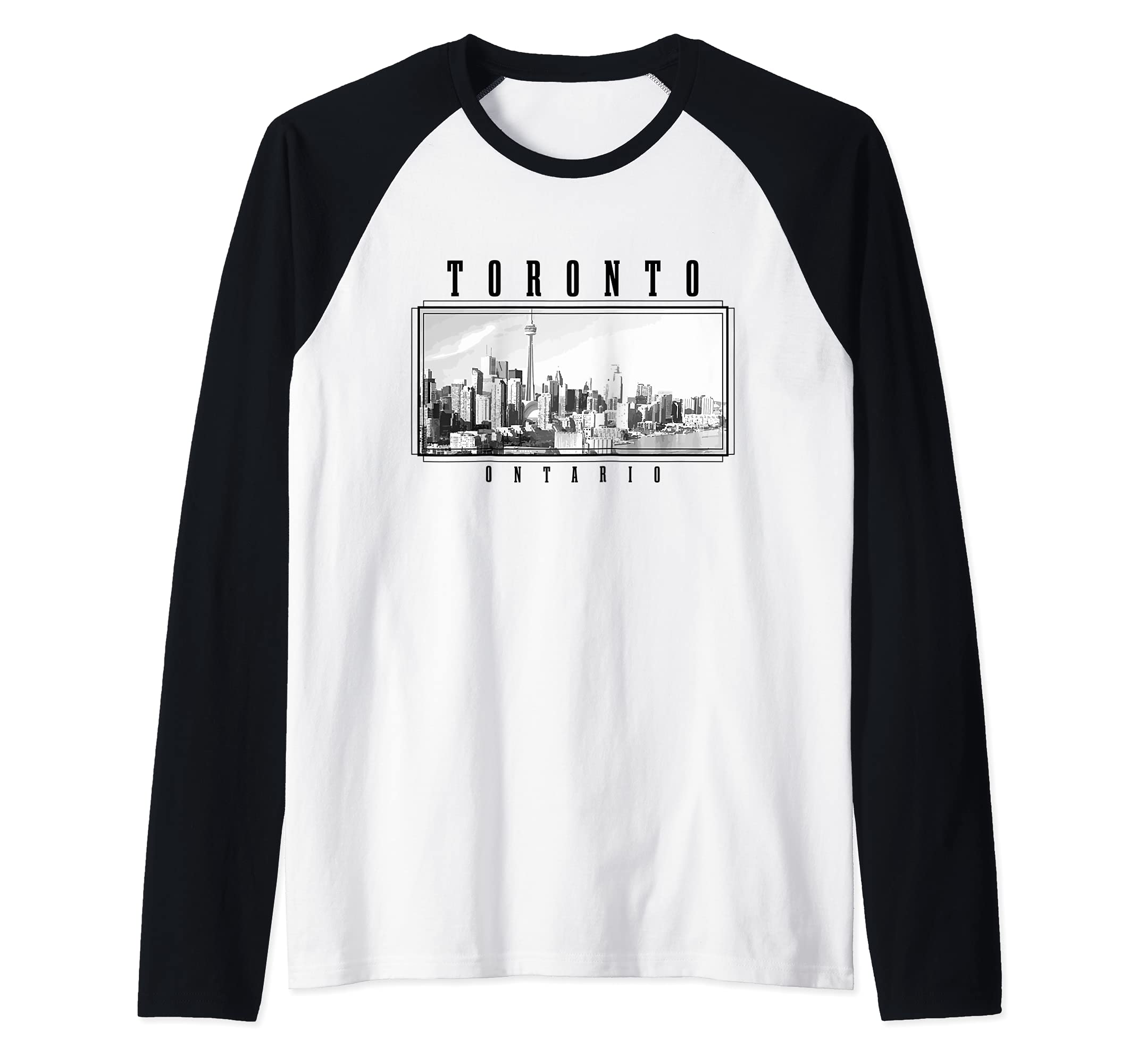 Toronto Ontario Canada Vintage Canadian Skyline Toronto Raglan Baseball Tee