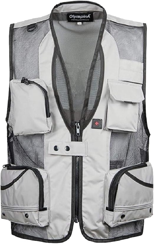 Amazon Co Jp Qiangjinjiu メンズファッション夏の屋外ノースリーブワーク釣り旅行ベストポケット付き Light Grey Xl Clothing Accessories