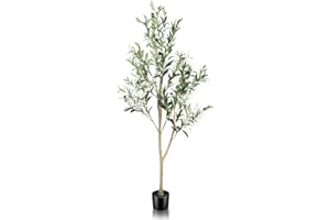 LYERSE Olive Tree 4ft(48") Fake Potted Olive Tree with Planter, Large Faux Olive Branches and Fruits Artificial Tree for Home Office Decor Indoor