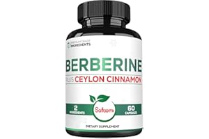 SATOOMI 1500mg Berberine with Ceylon Cinnamon Supplement - Extra Strength for Immune System, Digestive Health, Body Management & Energy Production - 60 Capsules - Gluten-Free, Non-GMO