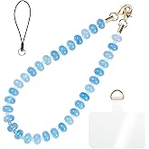 CH.YISHI Handmade Natural Stone Beaded Charm Cell Phone Camera Lanyard, Hands-Free Wrist Strap, Phone Chain Keychain String