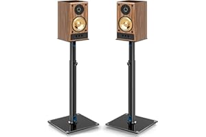 5Rcom Universal Speaker Stands for Surround Sound with 360° Swivel，Height Adjustable Bookshelf Speakers Stand from 32" to 43" with Cable Management, Speaker Stands Pair with Nonslip Pad Easy Install