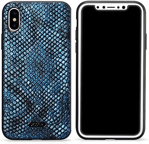 iPhone X Case Snakeskin Leather for apple iphone 5.8 inche aLAB (blue)