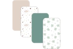 NACOMOCO 4 Pack Bassinet Sheets - 33"x20" Bedside Bassinet Sheets for Baby Delight, Angelbliss, Maxi-COSI & Most Regular Size Bedside Sleeper | Ultra Soft & Skin Friendly Bassinet Fitted Sheets for Boys Girls