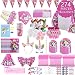 Unicorn Party Supplies Set - 274 pcs Set With Unicorn Birthday Party Supplies, Pink Unicorn Headband for Girls, Birthday Party Decorations, Unicorn Balloons, Pin the Horn on the Unicorn Game and More, Serves 16
