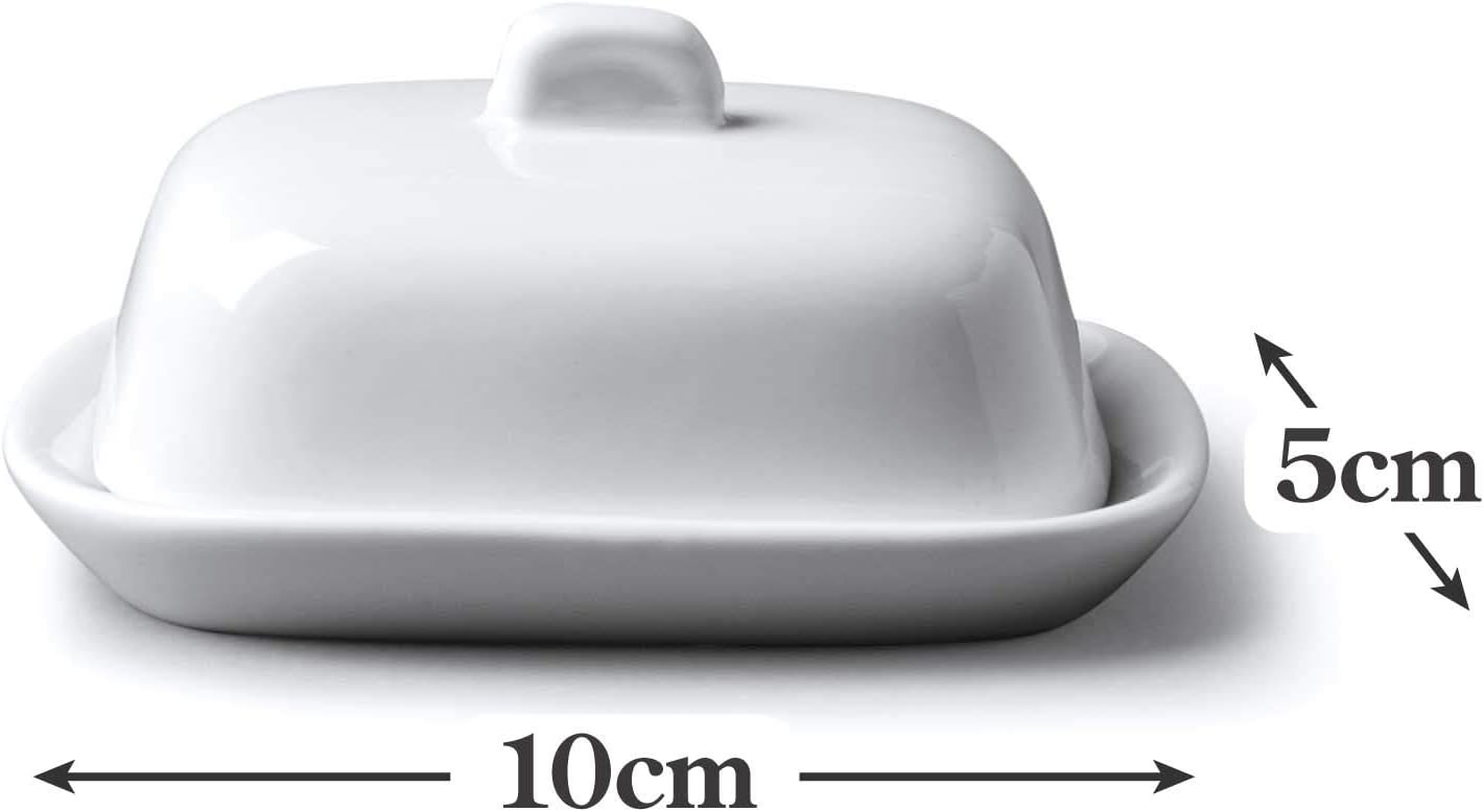 Wm Bartleet & Sons Mini Single Serving Butter Dish with Lid, Small Traditional Porcelain Butter Dish - White - Image 5