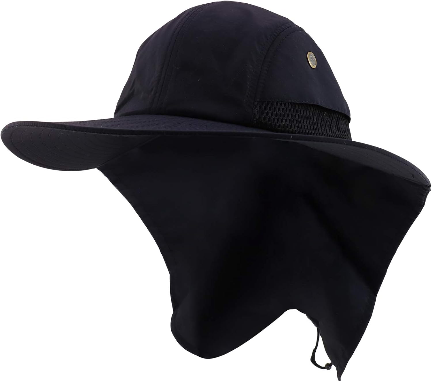 Trendy Apparel Shop XXL Oversized Large Polyester Fishing Cap with Neck Flap Black 2XL at