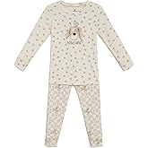 warmies Unisex Pajamas for Toddler Boys & Girls - 100% Cotton Fabric Children Sleepwear - Puppy Animal Print Pattern White