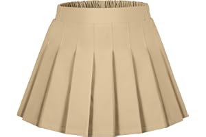 Auranso Girls Pleated Skirt Kids Tennis Elastic Waist Uniform Plaid Skirt 4-14 Y