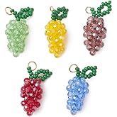 Ornazy 20Pcs Glass Beaded Colorful Grape Charms Imitation Fruit Dangle Pendants Cute Food Shaped Charms for Jewelry Making Bracelet Necklace Earring Craft