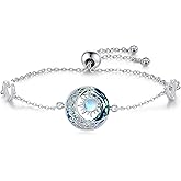 OHAYOO Crescent Moon Bracelet for Women 925 Sterling Silver Sun and Moon link Bracelet Crescent and Lunar Jewelry Romantic Celestial Gifts for Her Ideal for Birthday, Best Friend