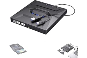 7-in-1 External USB DVD Drive & Blu-Ray Player, Retro Laptop CD DVD Player USB C 3.0 Portable CD Burner, Plug-and-Play with U