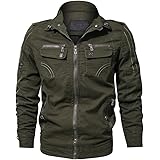 fereshte Men's Spring/Autumn Casual Windbreaker Multi-Pocket Jacket Military Bomber Cargo Outwear Coat with Multi Zips