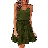 Newshows Women's 2026 Summer Beach Vacation Drawstring Ruffle Hem A Line Cute Sundress