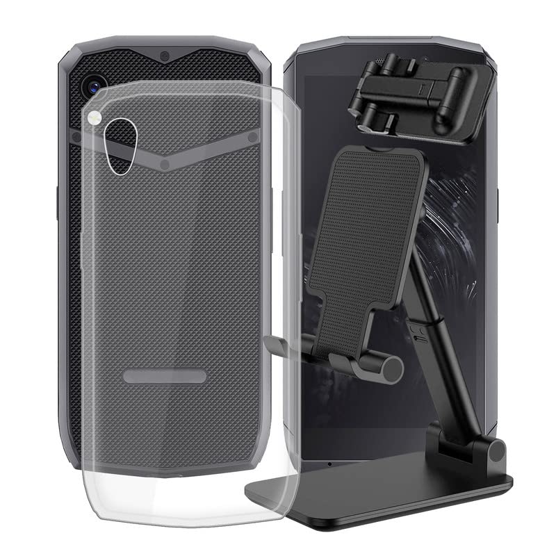HGJTF Case for Cubot Pocket (4.00"), Ultra-thin Transparent Soft Silicone Anti Scratch TPU Bumper Case for Cubot Pocket with Foldable Desk Phone Stand - Clear