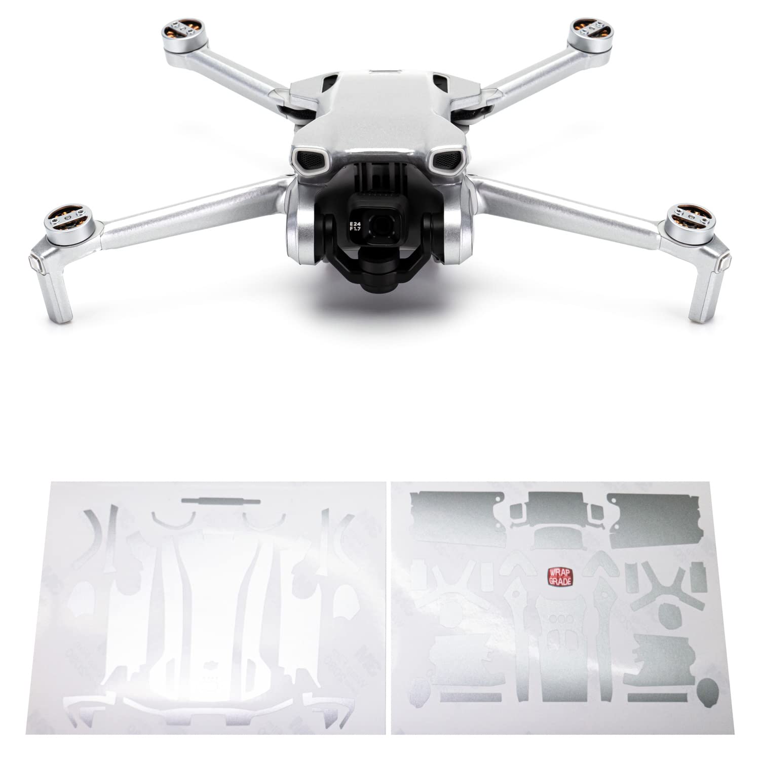 WRAPGRADE Skin Stickers compatible with DJI Mini 3 | Main Unit (AIRFORCE SILVER) — image 1
