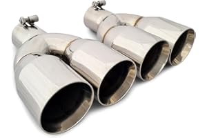 Yonaka 2.5" Inlet 3.5" Outlet Dual Straight Cut Universal Stainless Steel Exhaust Tips (Pair)