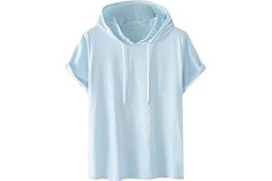 Women's Summer Shirt Women's Summer Casual Short Sleeve Pullover Hooded Sweatshirt Fashion Solid Color Athletic T-Shirt