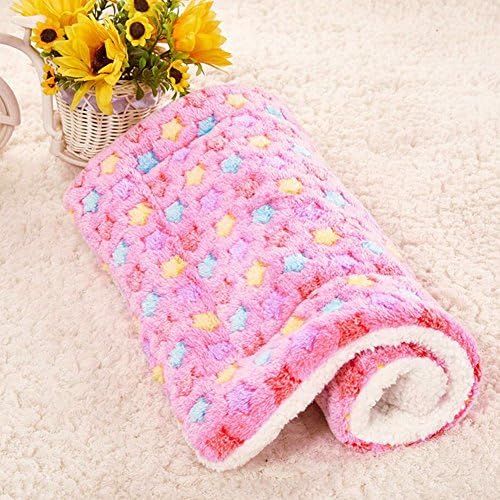 matozi Pet Puppy Blanket New Style Cute Soft Warm with Paw Prints for Pet Beds Dog Cat House Coral Velvet Cushion Mat (pink)