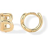 PAVOI 14K Gold Plated 925 Sterling Silver Posts Dainty Initial Huggie Earrings for Women - Gold Huggie Hoop Small Initial Jewelry - Trendy Alphabet Letter Earrings