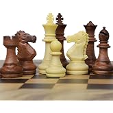Qryovsa Chess Pieces Only 32 Weighted Staunton Replacement for Chess Set | Marble grain weighted plastic with felted bottoms; 2 storage bags; fits a standard chessboard for home office club play