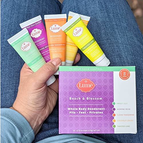 Lume Natural Deodorant 5 Pack Sampler Deodorant for Armpits and