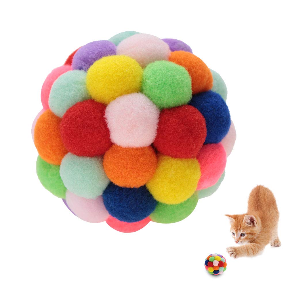Colorful Cat Balls, Handmade Plush Bouncy Ball with Catnip and Bell, Interactive Play Chewing and Training, for Kittens and Adult Cats, PVA Polyester, 5-7cm