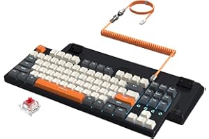 ATTACK SHARK K87 Wired TKL Hot-swappable Mechanical Gaming Keyboard with Custom Coiled Aviator Cable RGB Backlight Linear Red