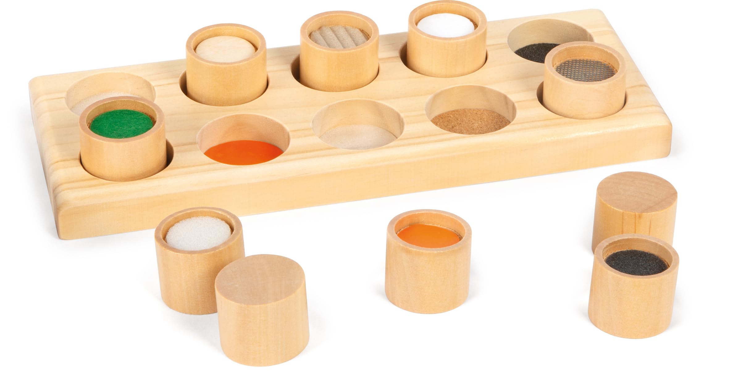 Small Foot 2064 Wooden Sensory Game Feeling Memo with 10 High-Quality Wooden Boxes and 1 Board