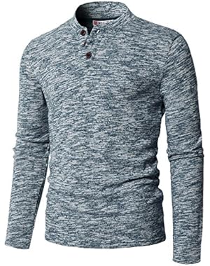 Men's Casual Long Sleeve Tops V-Neck With Buttons T-Shirt