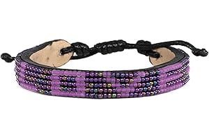 Ubuntu Life Love Beaded Leather Bracelet – Handmade Glass Bead Bracelet with Slide Closure and Genuine Leather, Stackable Boho Bracelets for Women and Men