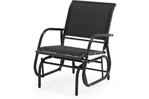 Tangkula Swing Glider Chair, Ergonomic Rocking Chair with Comfortable Fabric, Iron Frame, 4 Non-Slip Foot Pads, Outdoor Patio