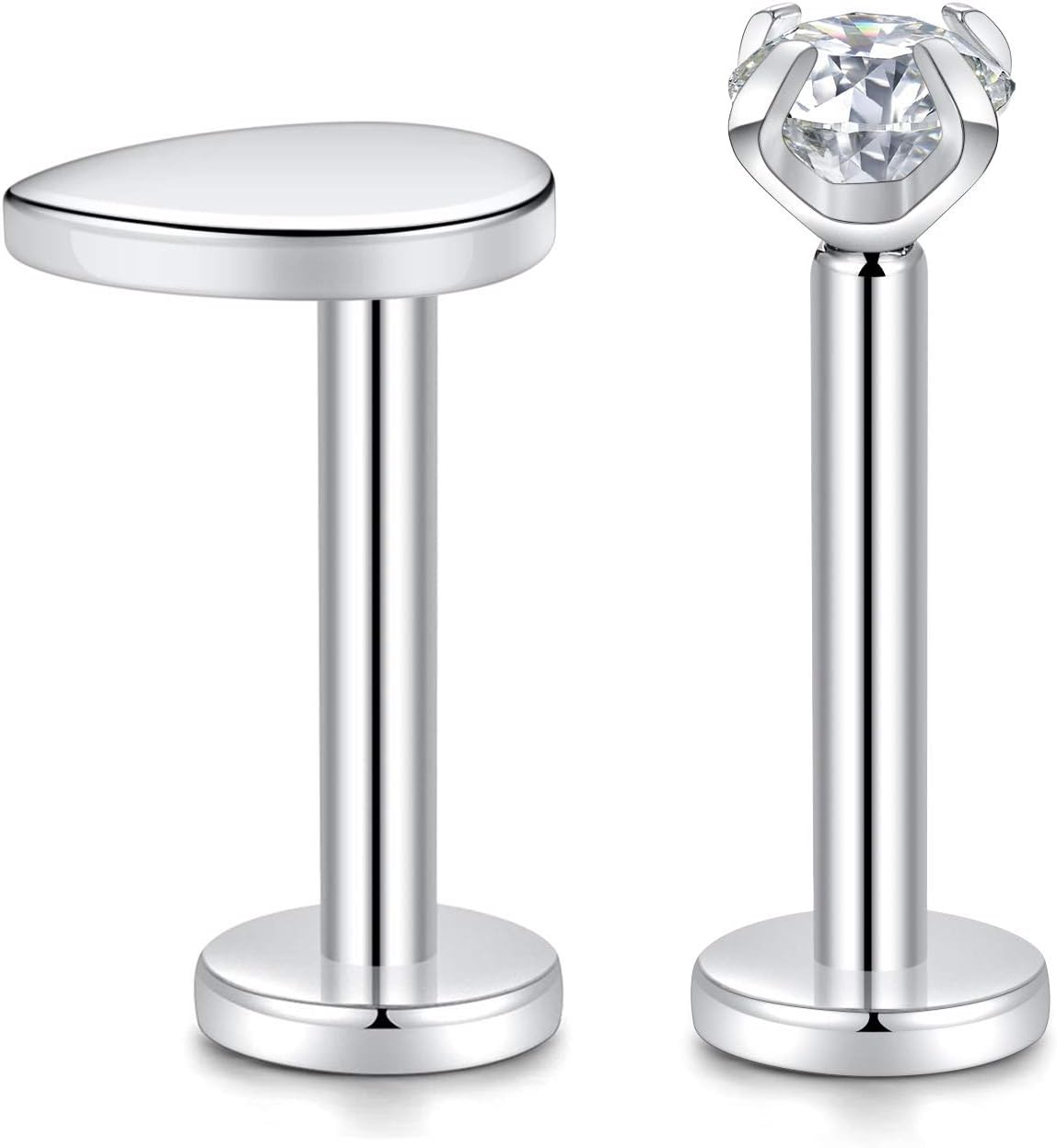 G23 Titanium Internally Threaded Labret Earring 16g Crystal Labret Studs Helix Earrings Tragus Cartilage Conch Ear Piercing Body Jewelery