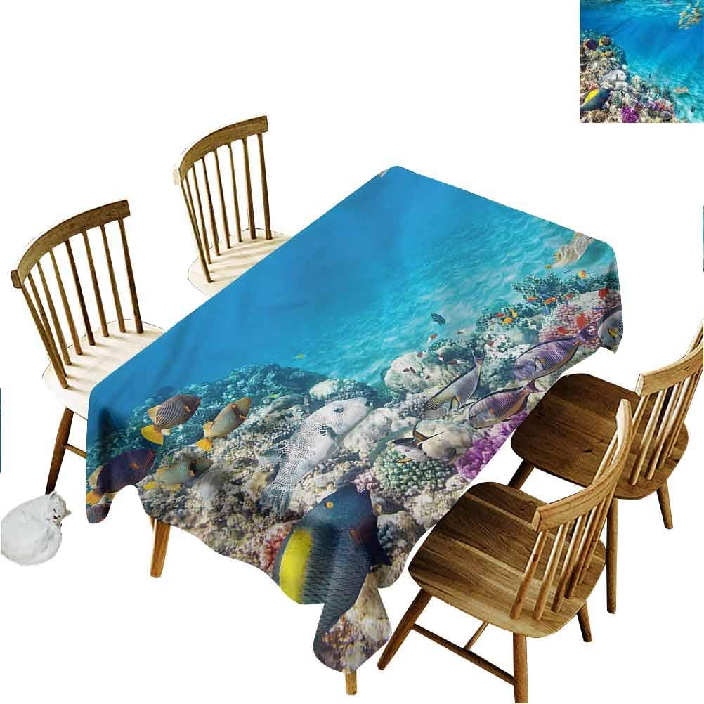 ScottDecor Ocean tableclothes Rectangular Cloth Under The Sea Theme Shells Wipeable Polyester