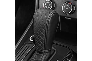 KUQUTIDY Leather Car Gear Shift Knob Cover, Anti-Slip Breathable Gear Stick Shift Knob Cover, Universal Shifter Lever Protector Cover for Cars, Trucks, SUVs, Automotive Decorative Accessories (Black)