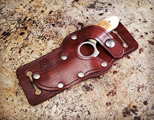 Knife and Leather Sheath Combo Deal - Fixed Blade 3.5" Stainless Steel Short Skinning Hunting Knife Concealed Carry Scout Carry Quickdraw Sheath - Thumbnail 4