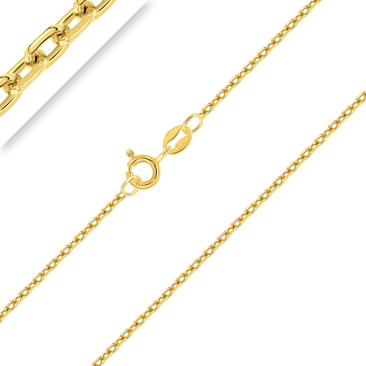 PLANETYS - 18K Gold Plated 925 Sterling Silver Cable Chain Necklace for Children or Baby 1.5 mm Width Lengts: 13 Inches