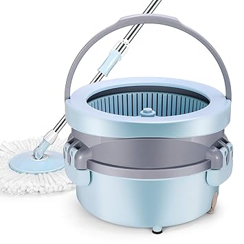 YAMTION Spin Mop Bucket, EasyWring Mop with Bucket System for Floor Cleaning, 360 Degree Rotation Mop with 2 Pack Reusable Pa
