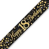 OakTree 9ft Banner Sparkling Fizz 18th Birthday Black Gold Holographic view 1