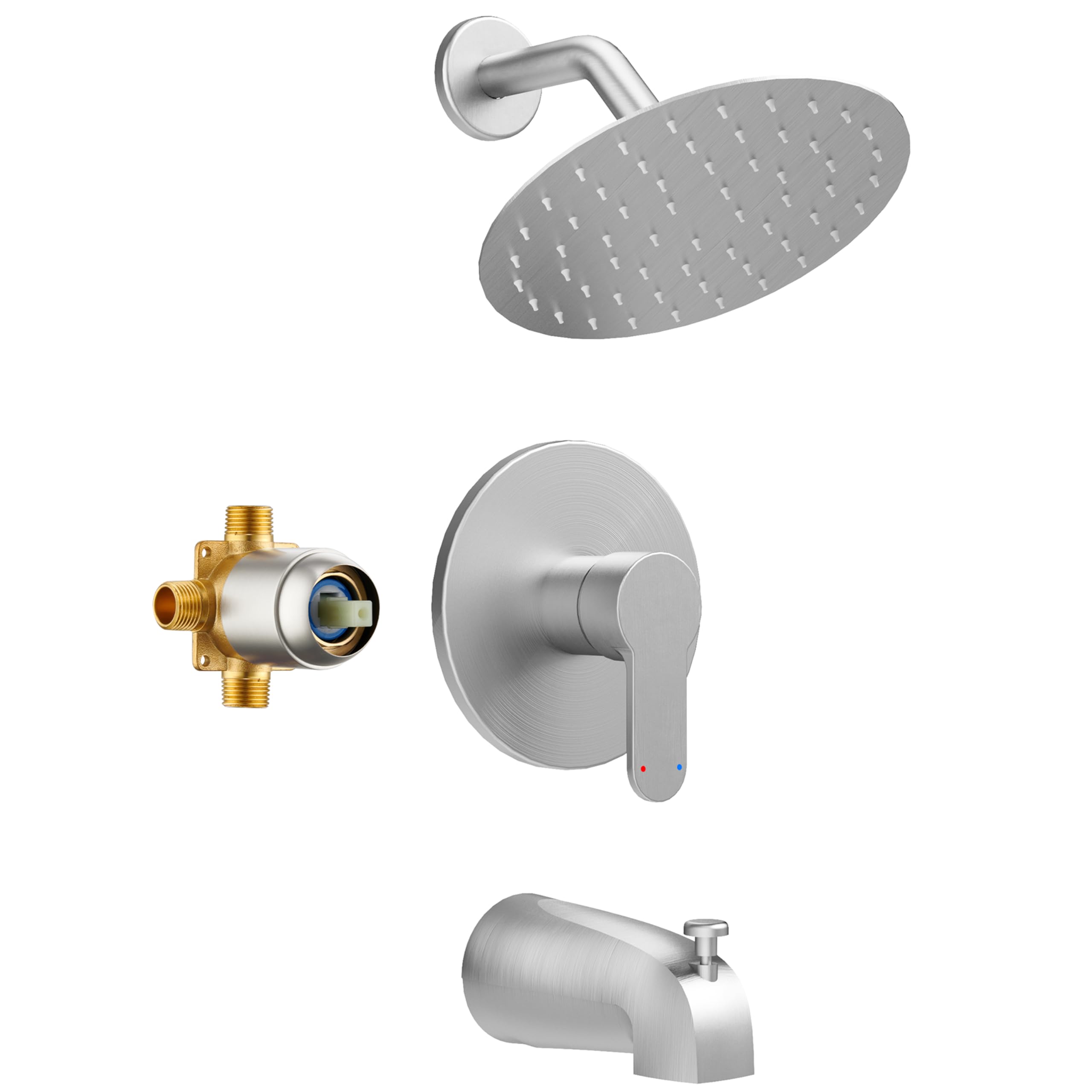 Photo 1 of HomGoo Tub Shower Faucet Set, Tub and Shower Trim Kit with 6 Inch High-Pressure Rian Shower Head,Shower Head and Handle Set, Brushed Nickel