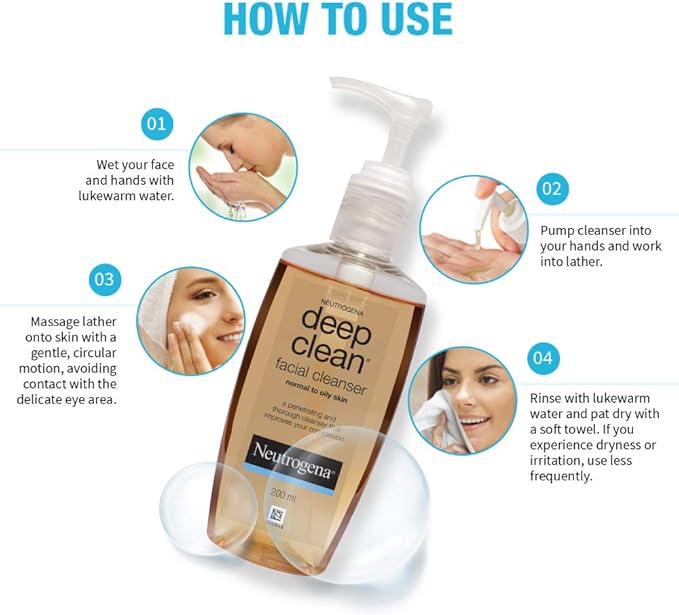 neutrogena deep clean facial cleanser normal to oily skin 200ml