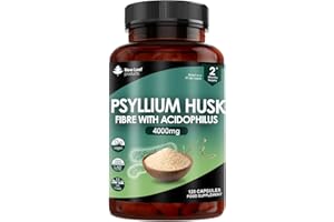 NEW LEAF PRODUCTS Psyllium Husk Capsules Enriched With Probiotics Fibre Supplement High Absorbency Strength Contributes Towards Gut And Digestive Health from Plantago Ovata Seeds, Ispaghula Husk, Gluten-Free Made in UK