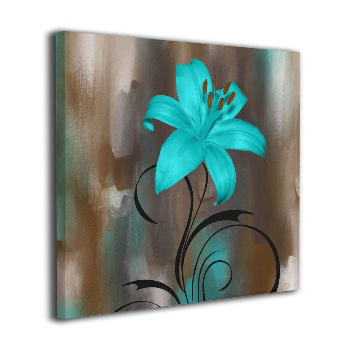 Amazon Com C Emily Teal Brown Lily Flower Canvas Wall Art Gallery