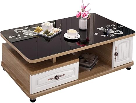Amazon Com Retro Low Coffee Table With Storage Drawer Tv