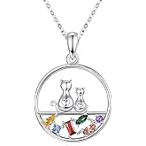 TANGPOET Animal Round Pendant Necklace Gifts for Women Young Ladies 925 Sterling Silver Jewelry Gifts for Animal Lover Birthday Christmas with 18"+2" Chain