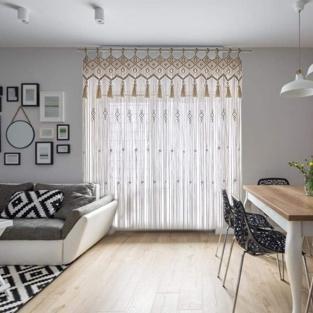 RecoverLOVE Large Macrame Curtain | Boho Style Handmade Macrame Wall Hanging for Room Divider, Wall Banner, Wedding Party (62.99x110.23in 33.46x82.68in)