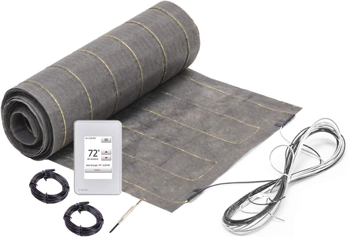 3 sq. ft. WarmStep Wood Floor Heating Kit: (1) 1.5x6 ft. mat, (1) UDG4-4999 programmable Thermostat, (1) Backup Floor Sensor