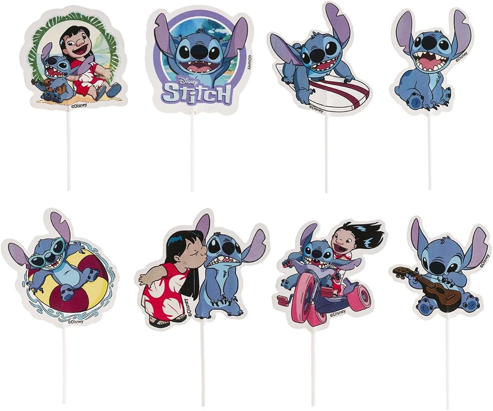 dekora Lilo & Stitch Cupcake Toppers 16 Pcs 8 Designs Food Safe