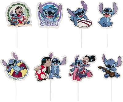 dekora Lilo & Stitch Cupcake Toppers 16 Pcs 8 Designs Food Safe