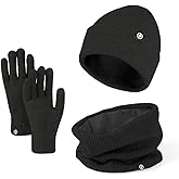 Warm Winter Beanie Hat & Scarf Gloves Set Stylish Knit Skull Cap for Men Women